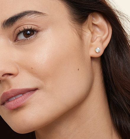 18k white gold  natural stone earrings