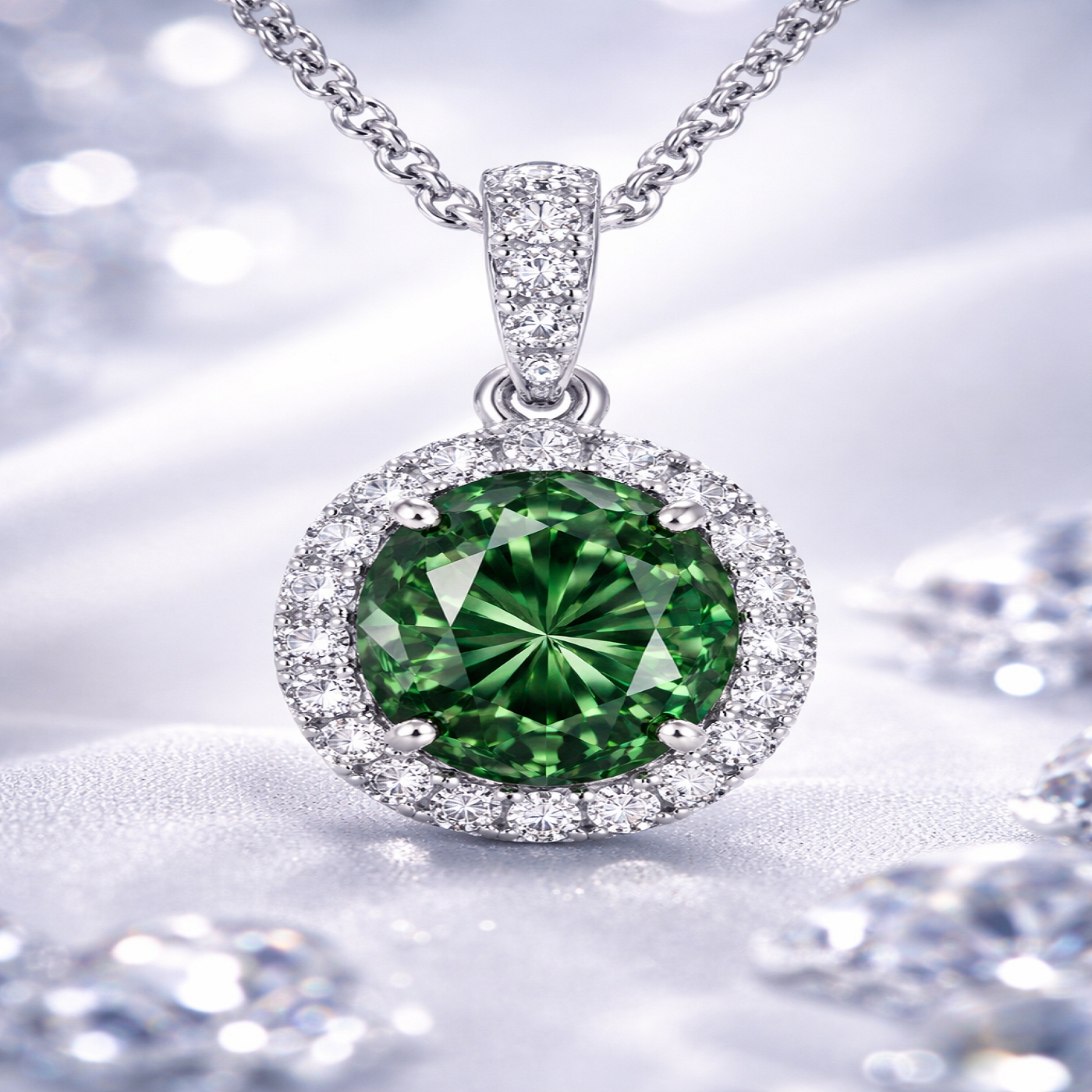 pt platinum  green sapphire pendant – elegant beauty in timeless design Photos & images