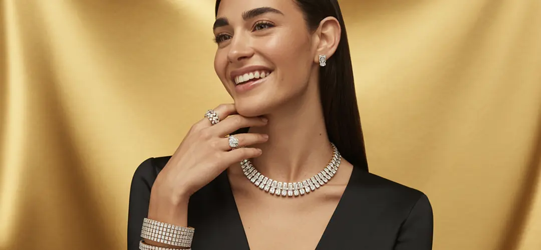 Elegant woman with diamond ring