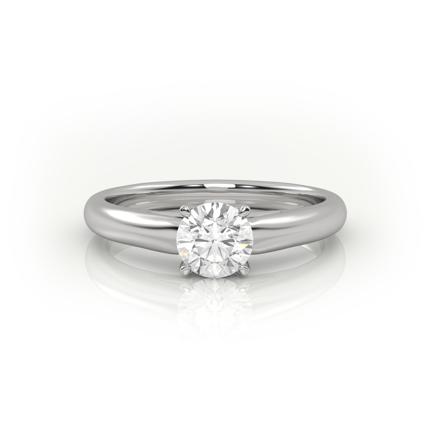 18K White Gold Timeless Elegance Solitaire Engagement Ring