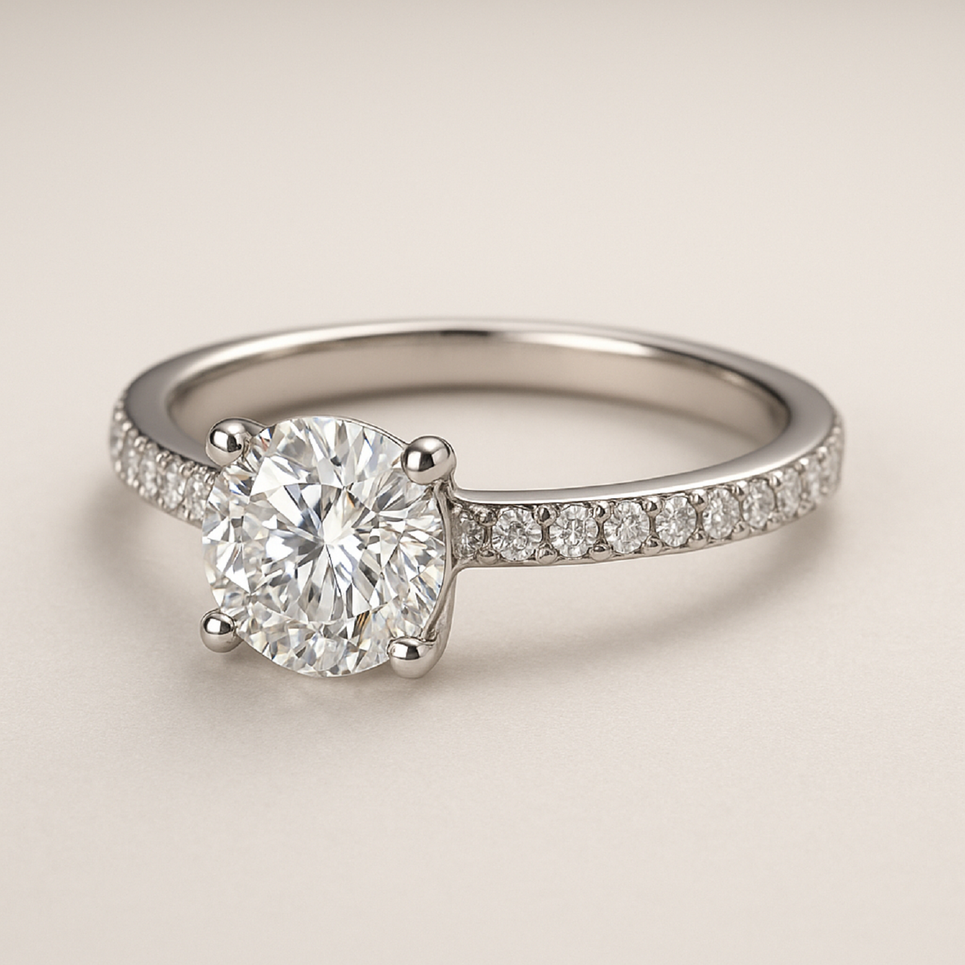 18K White Gold Timeless Elegance Solitaire Engagement Ring